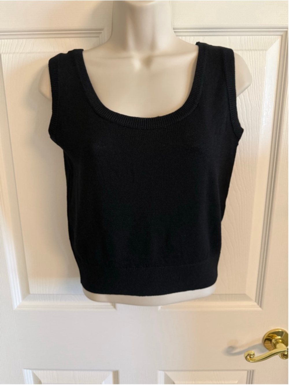 St. John Basics Black Santana Knit Classic Tank Top wool-blend Size S